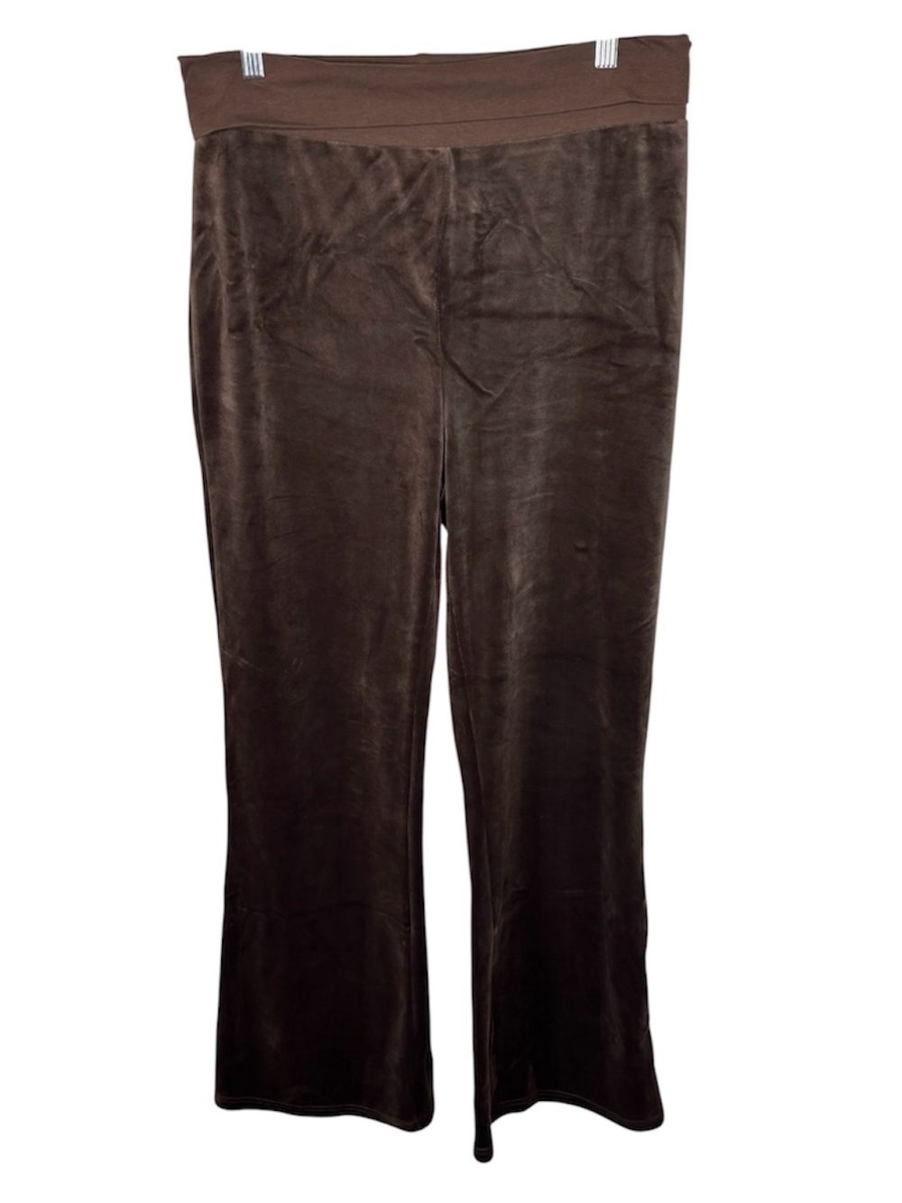Since Forever Brown Velour Fold-Over Y2K Bootcut Pants Women’s Size Large